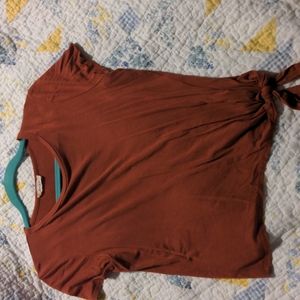 Burnt orange crop top tie front medium